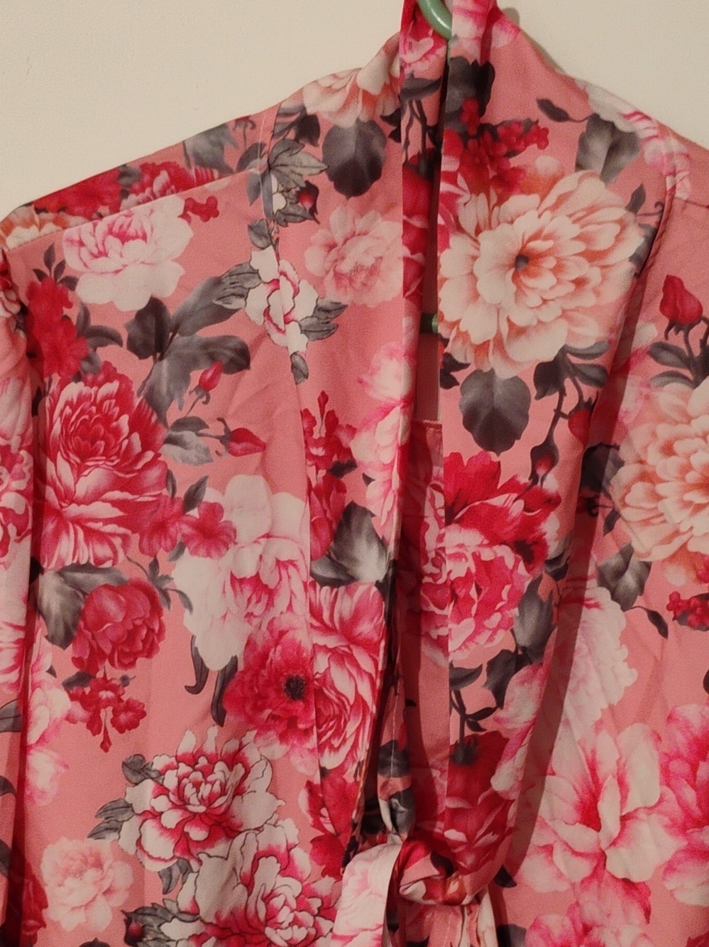 Women's Pink Floral Wrap Blouse with Tie Waist
